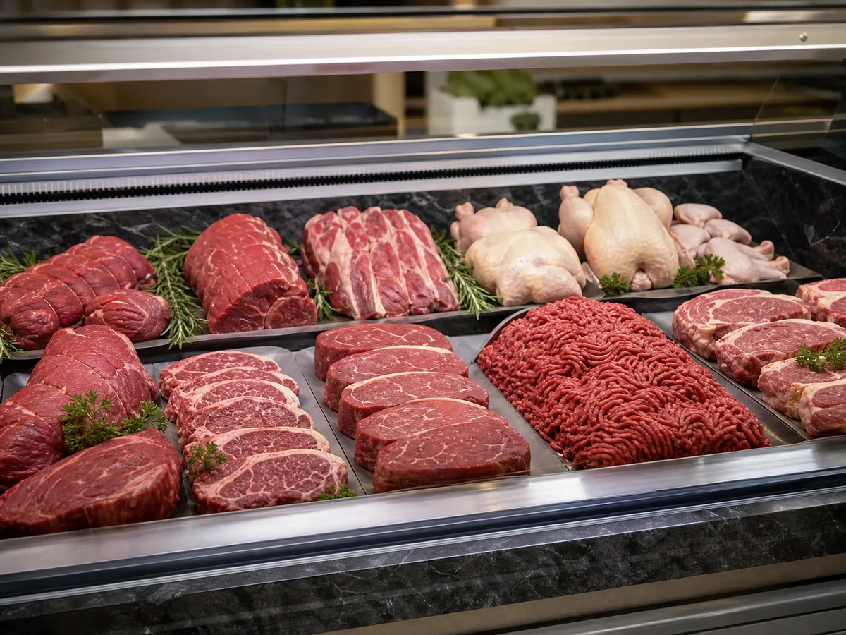 Reparto macelleria con carni selezionate